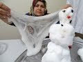 Snowman Slime !! Kardan ADAM SLİME Yaptık !! hemde  GECE SAAT Tam  1 DE yaptık