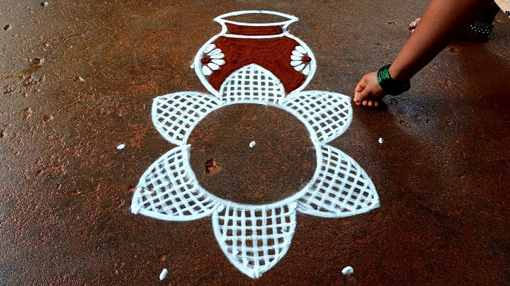 2025 Pongal pot rangoli🌹/5*3 sankranti chukala muggulu 🌹/bhogi kundalu muggulu🌹/super rangoli