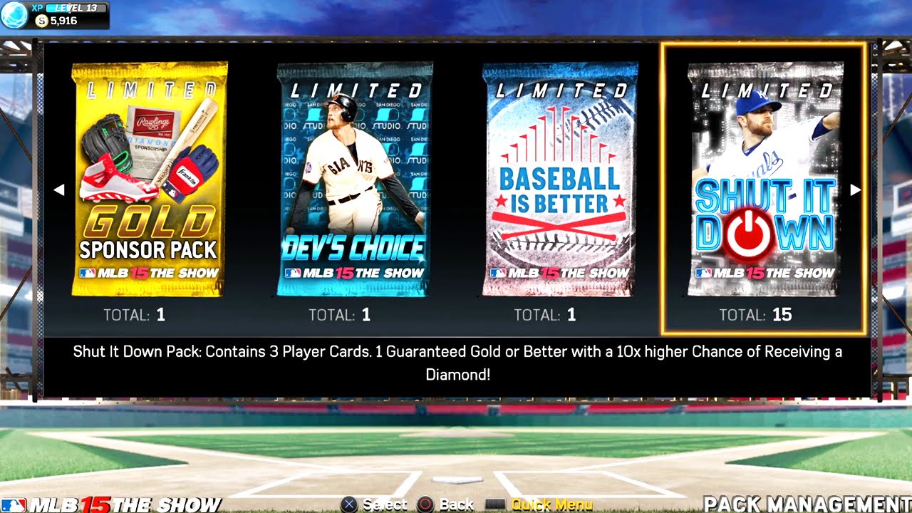 MLB 15 The Show Diamond Dynasty PS4 Gameplay - SHUT IT DOWN Limited Edition Pack Openings!