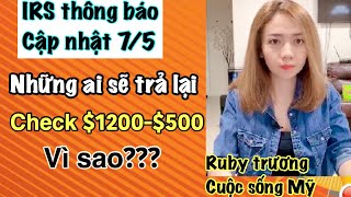 IRS sở thuế thông báo những ai sẽ trả lại Stimulus Check $1200-$500,Vì sao? |Ruby Cuộc sống Mỹ