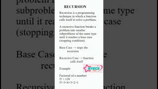 Recursion and Example #recursion#exampreparation#factorial#programming#computer#coding#btech#code.