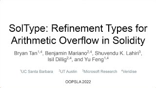 [COVID] SolType: Refinement Types for Arithmetic Overflow in Solidity
