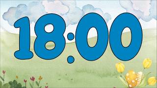 18 Minute Fun Spring Easter Egg Classroom Timer (No Music, Calm Harp Alarm at End)