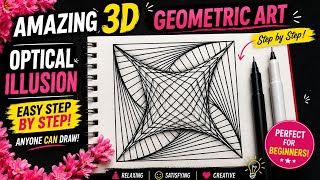 How to Draw a Mind-Blowing 3D Geometric Optical Illusion | Easy Step-by-Step 