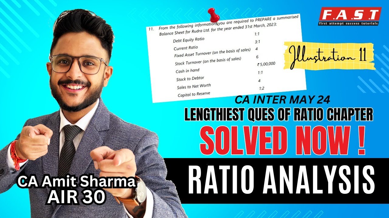 PRACTICE QUESTION 11 OF RATIO ANALYSIS I RATIO ANALYSIS I CA INTER I CA ...
