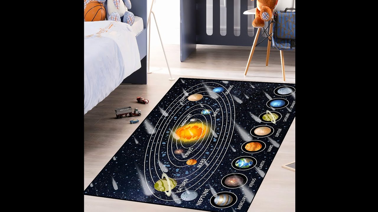 Galaxy Area Rug, 63 x 47 inches, Educational Space Theme for Kids ...