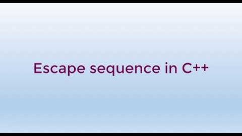 Escape Sequence introduction in c++ in Urdu/Hindi