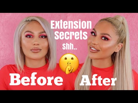 How to blend short hair in with long extensions (HALF UP HALF DOWN)