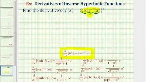 Ex 2: Derivative of an Inverse Hyperbolic Function with the Chain Rule