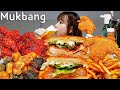 🍔맘스터치 먹고싶은거 다 시켜먹기!!🍻대왕후라이드,양념치킨,싸이버거,김떡만,생맥주 먹방 HAMBURGER CHICKEN MUKBANG ASMR EATINGSHOW REALSOUND
