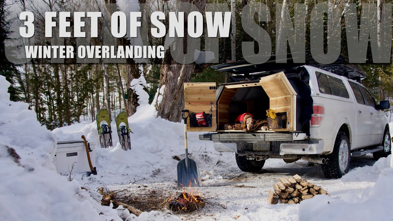 Winter Camping in a DIY Camper Extension F 150 Pickup Truck