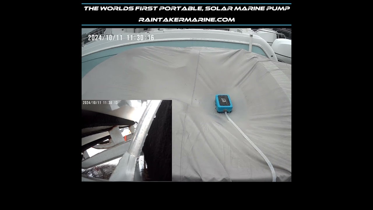 Raintaker PRO - Removing rain as it accumulates on your boat cover. 100% Automatic