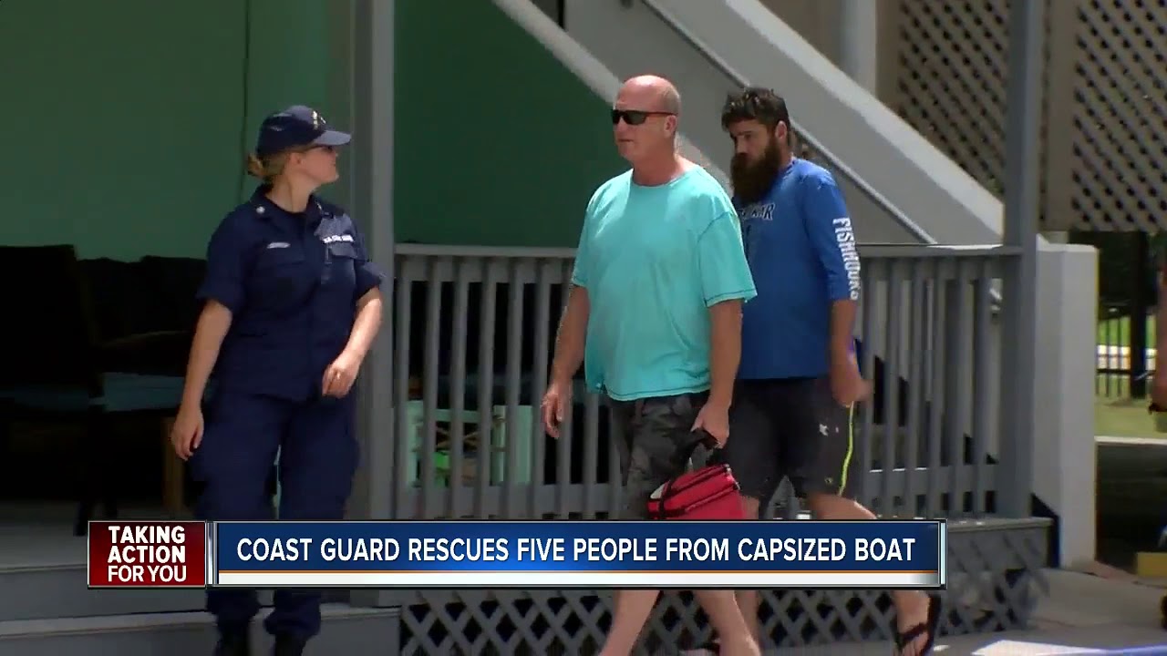 Coast Guard rescues 5 people from capsized boat - YouTube