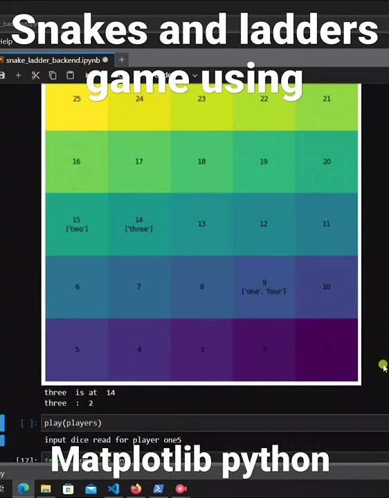 Snakes and ladders game using #python and #matplotlib - YouTube
