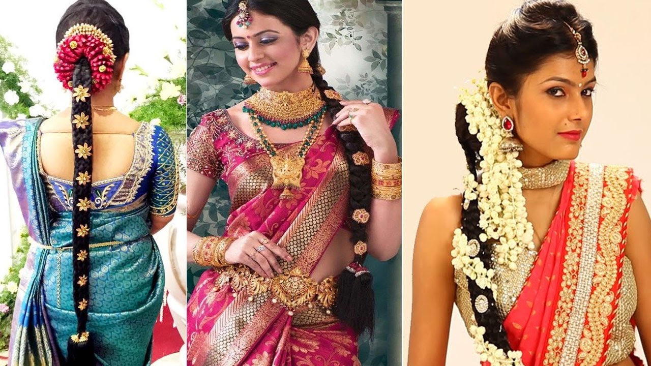 Indian wedding, velvet saree, big bun, retro | Indian hairstyles, Bridal  hairstyle indian wedding, Hair styles