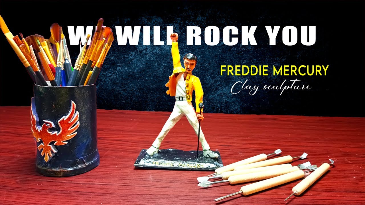Freddie Mercury clay sculpture | Clay art DIY