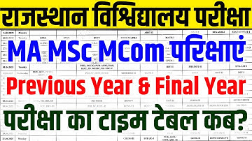Rajasthan University PG Exam 2025 || MA MSc MCom Non College Exam Date 2025  || PG Non College Exam