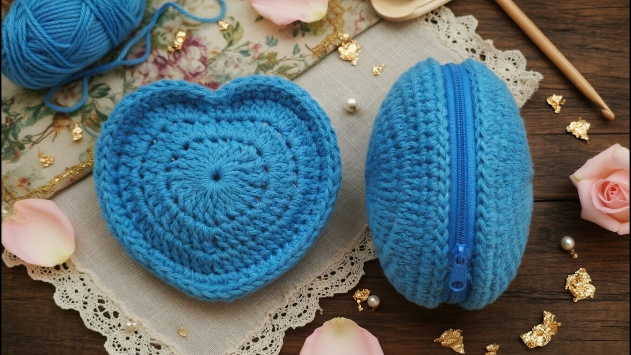 طريقة عمل شنطة كروشيه صغيرة على شكل قلب ❤️ خطوة بخطوة مع الباترون | للمبتدئين