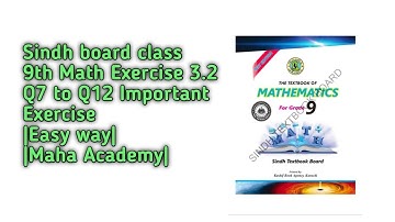 Sindh board class 9th Math Exercise 3.2 Q7 to Q12 |Important Exercise| |Easy way||Maha Academy|