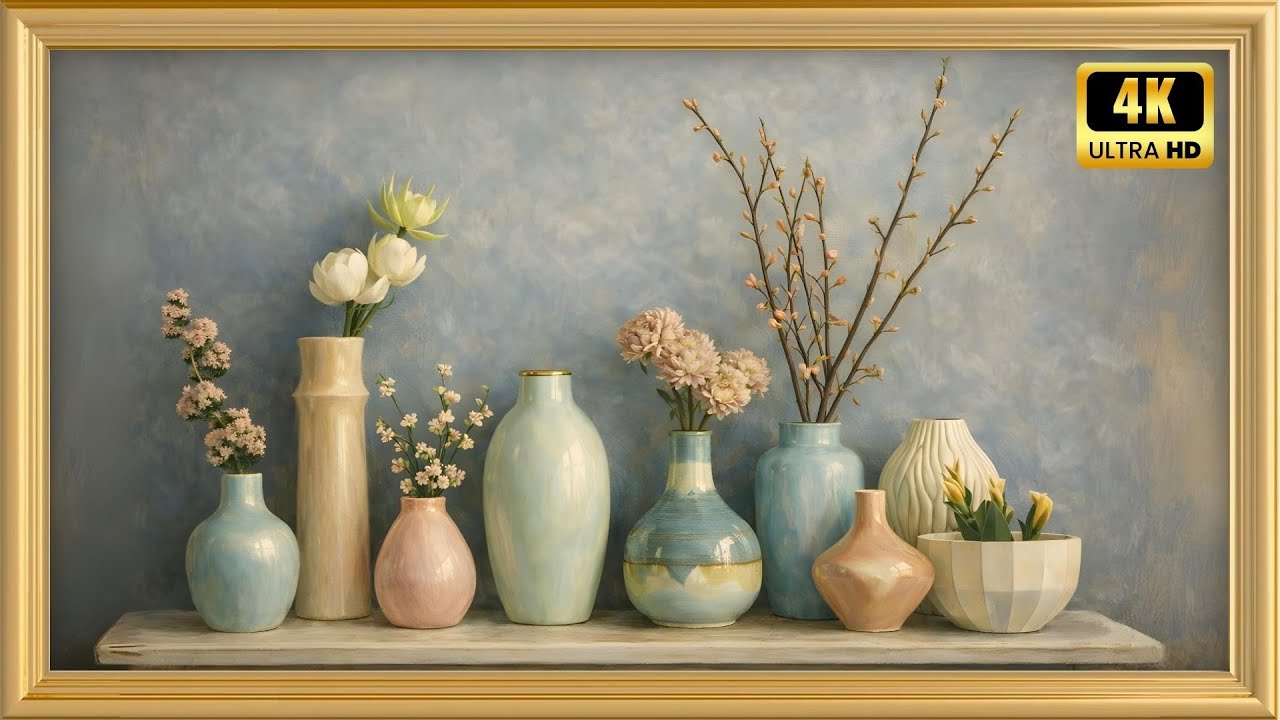 Pastel Ceramic Vases Collection 4K | Modern Minimal Shelf Decor TV Art Screensaver