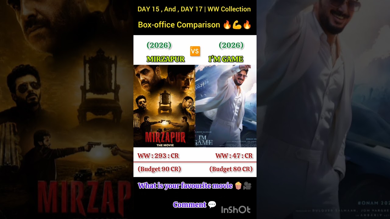 Mirzapur Vs I'M Game DAY 15, And , DAY 17 | Worldwide Collection Box-office Comparison Movies#shorts
