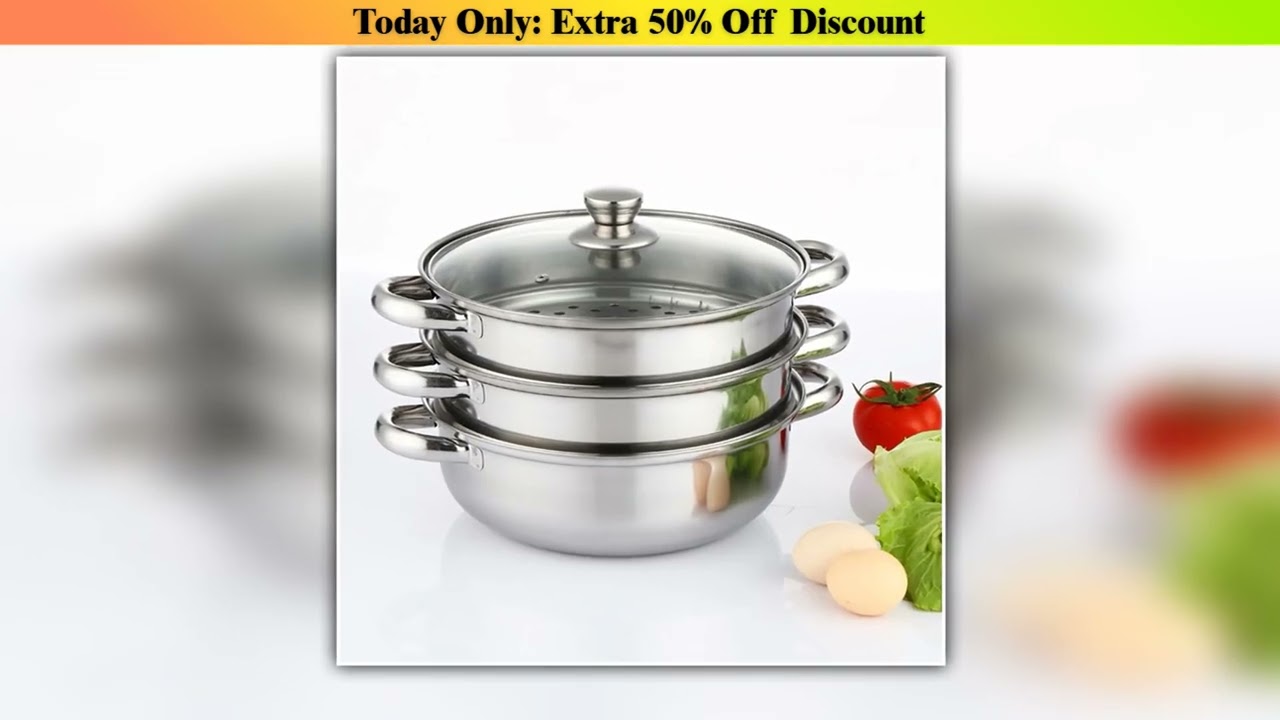Hands-on 3 Tier Steamer Pot for Cooking with Lid Stainless Steel Food Steamer Multipurpose Steam