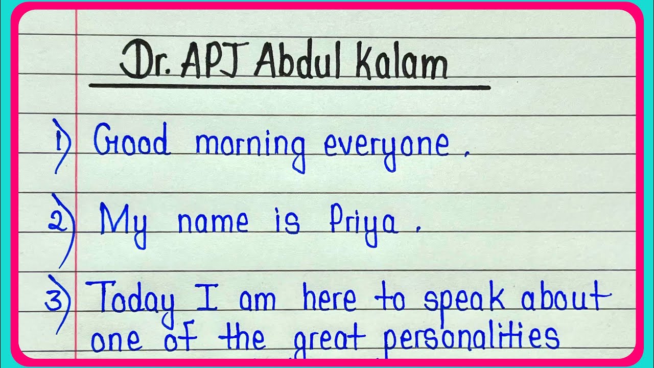 Речь доктора А.П.Дж. Абдула Калама на английском языке (10 строк) || Краткая речь об А.П.Дж. Абду...