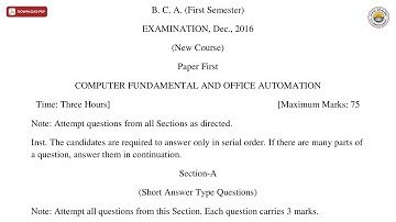 BCA 1ST SEM COMPUTER FUNDAMENTAL AND OFFICE AUTOMATION BCA N DEC 2016 | DDUGU