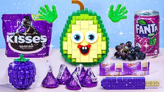 Lego Mukbang Purple Color Food With Green Avocado | Bricks World Stop Motion Cooking Asmr Animation