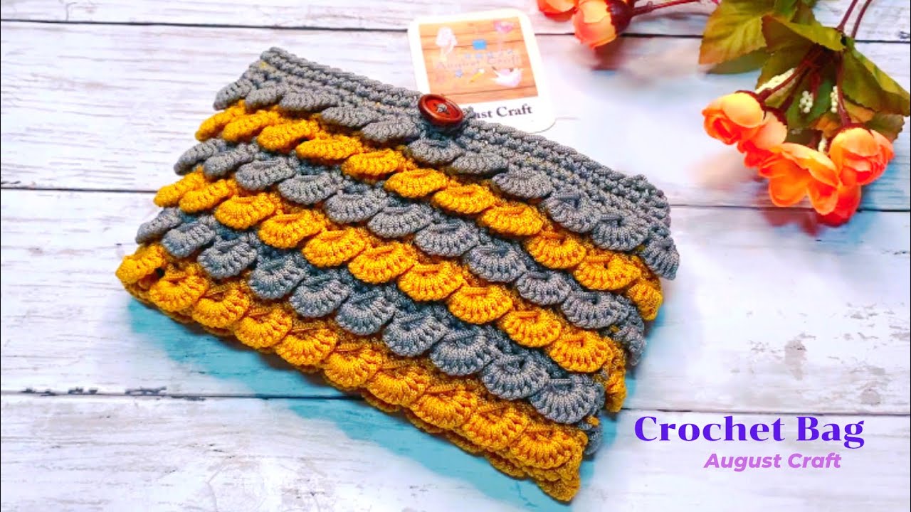 💜🧶 Crochet Purse bag Curry puff stitch Tutorial.