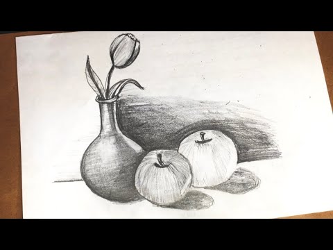 How to draw a still life drawing easy step by step tutorial by pencil ...