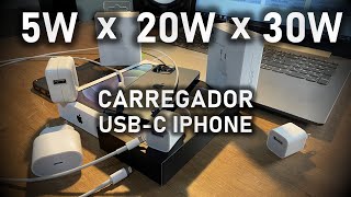 Teste tempo de carga | Carregador iPhone 5W vs 20W vs 30W USB-C? EM QUANTO TEMPO CARREGA?