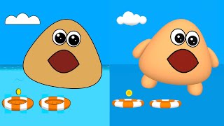 Pou adulto 2D vs Pou 3D adulto Water Hop | Pou Vlogs
