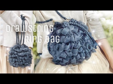 やかんさん専用　かぎ編み 前開きキャミソールとリング編み巾着バッグ かぎ針編み】巾着リングバッグの編み方🪽 - YouTube