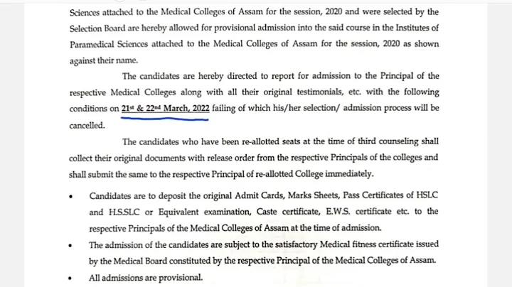 Paramedical 3rd Counseling admission notice ( DME ,Assam )