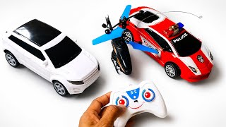 Unboxing rc master car rc helicopter 3D lighting police car rc helicopter 