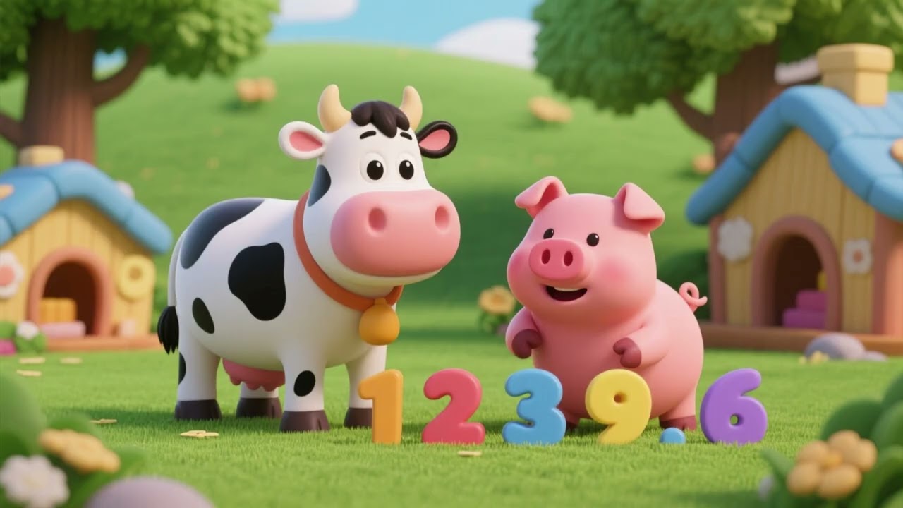 Moo and Oink Counting Fun | Farm Animals Learning 1–10 🐮🐷🔢🎶