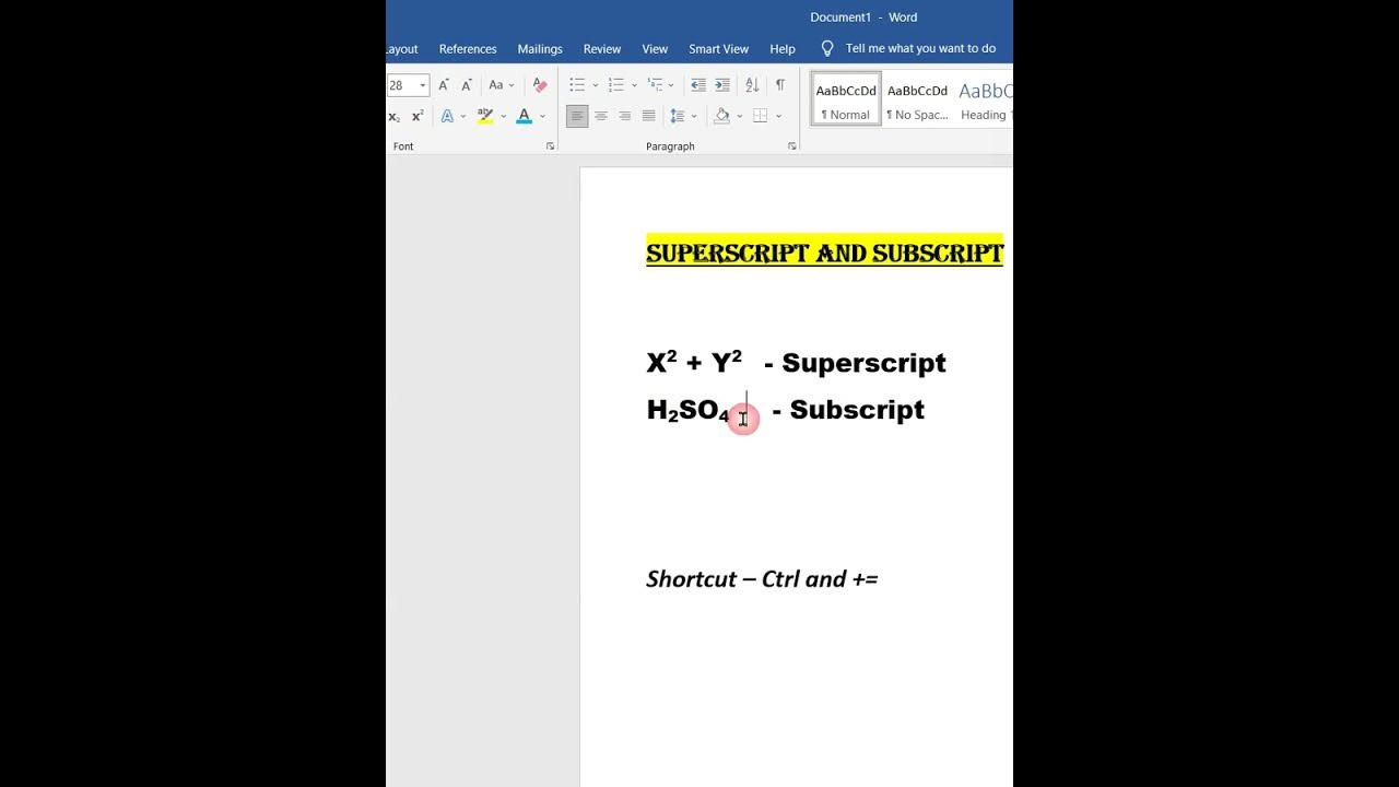 MS Word Trick 4 Superscript and Subscript feature in WORD #shorts # ...