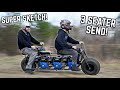 SENDING Our 3 Engine, 3 Seat Mini Bike | SCARIEST Ride of Our Lives