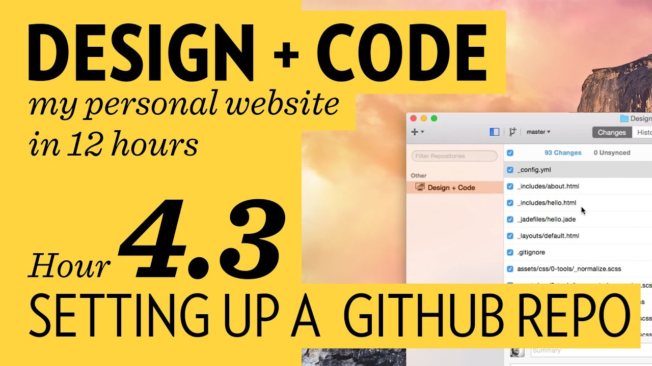 Design + Code – Hour 4.3: Setting up a Github Repo - YouTube