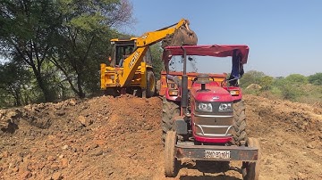 Jcb 3dx Backhoe Loading Mud In Mahindra Yuvo 574di | Jcb video | Tractor Video