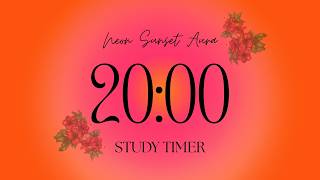20 Min Neon Sunset Aura Timer 🌇 | Dark Screen Focus | No Break