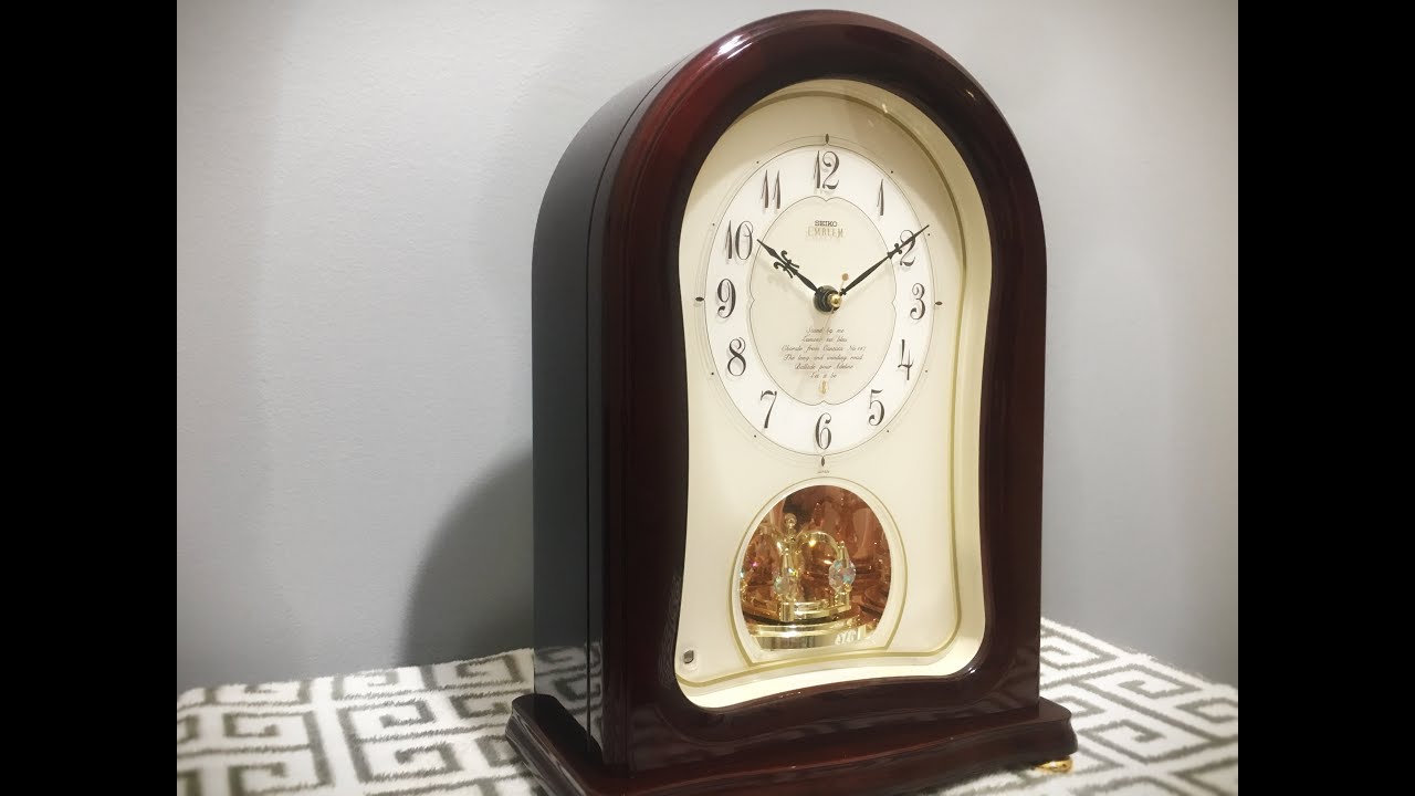 Seiko Emblem Luxury Mantle Clock HW467B-H All Melodies - YouTube