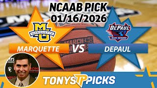 Marquette vs DePaul  Pick 1/16/26 NCAAB Pick Prediction