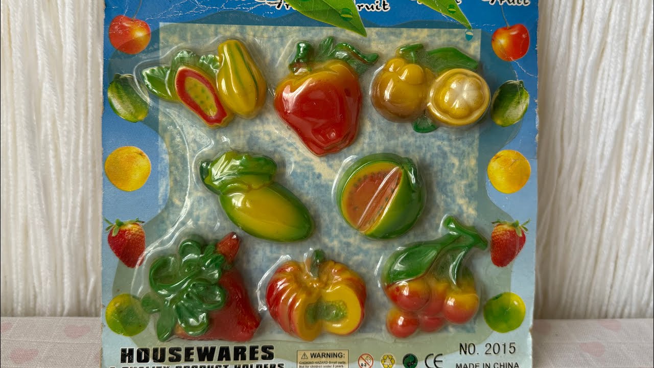 Vintage Magnetic Fruit Memo Holders Refrigerator Magnets ASMR unboxing collectible