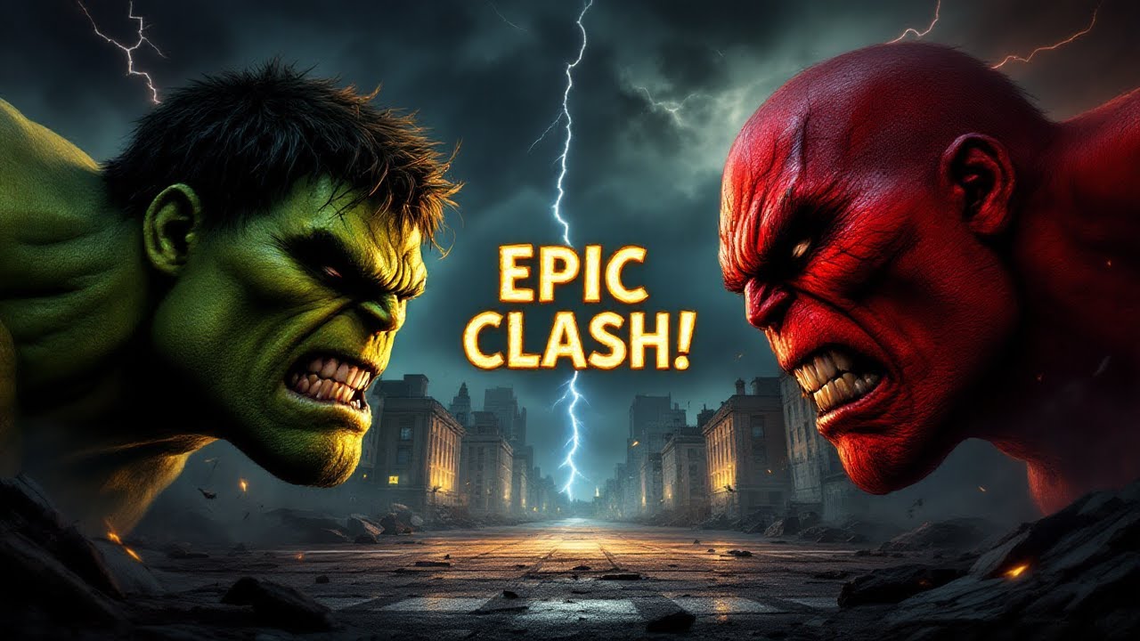 Hulk vs Red Hulk: Epic Battle of Power and Ambition in a Stormy ...