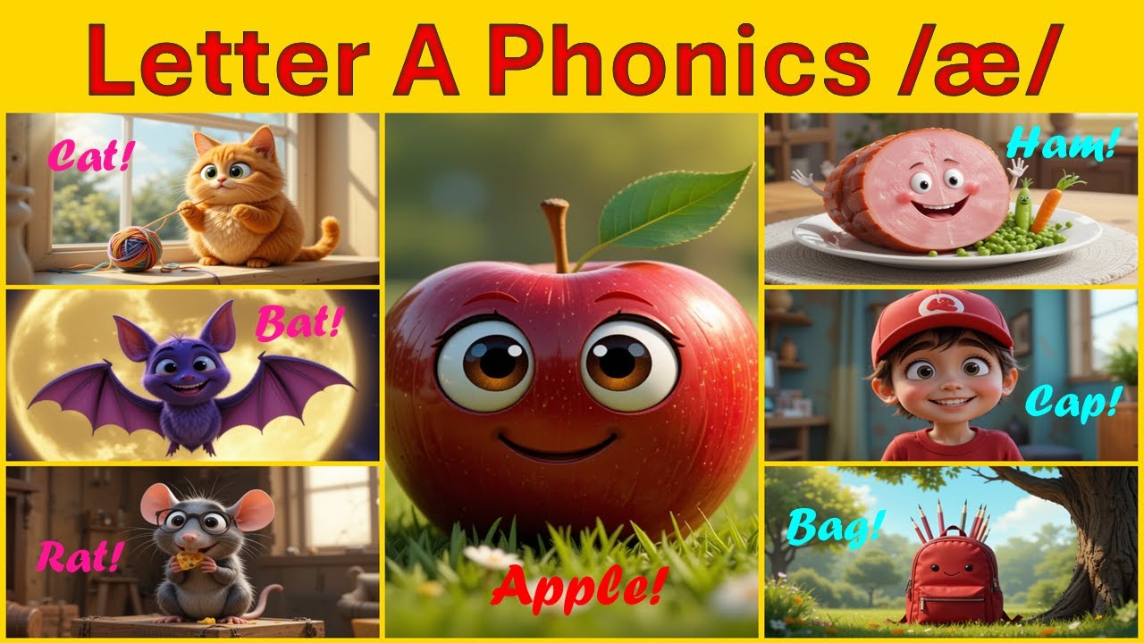 Phonics Rhyme: Learning the Letter 'A' /æ/ Sound with Practice! - YouTube