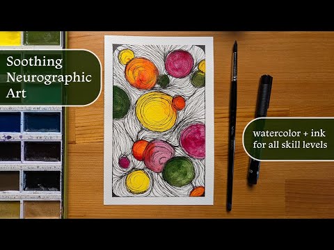 Soothing Neurographic Doodle with Watercolor + Ink