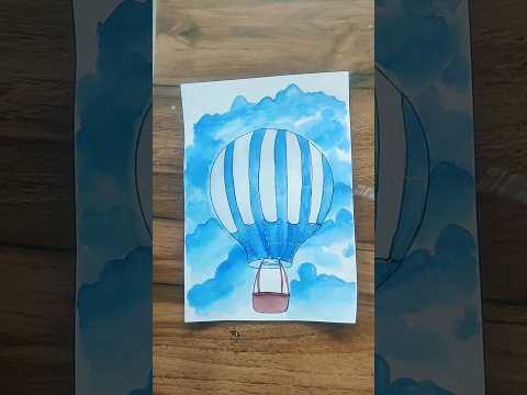 Easy Brush pen hot air balloon panting step by step ❤️#shorts