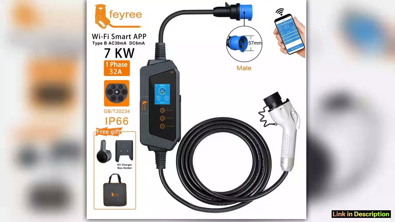 feyree 7KW 32A Adjustable EV Charger GBT Socket APP Bluetooth Version Set Charging Time EVSE Chargi